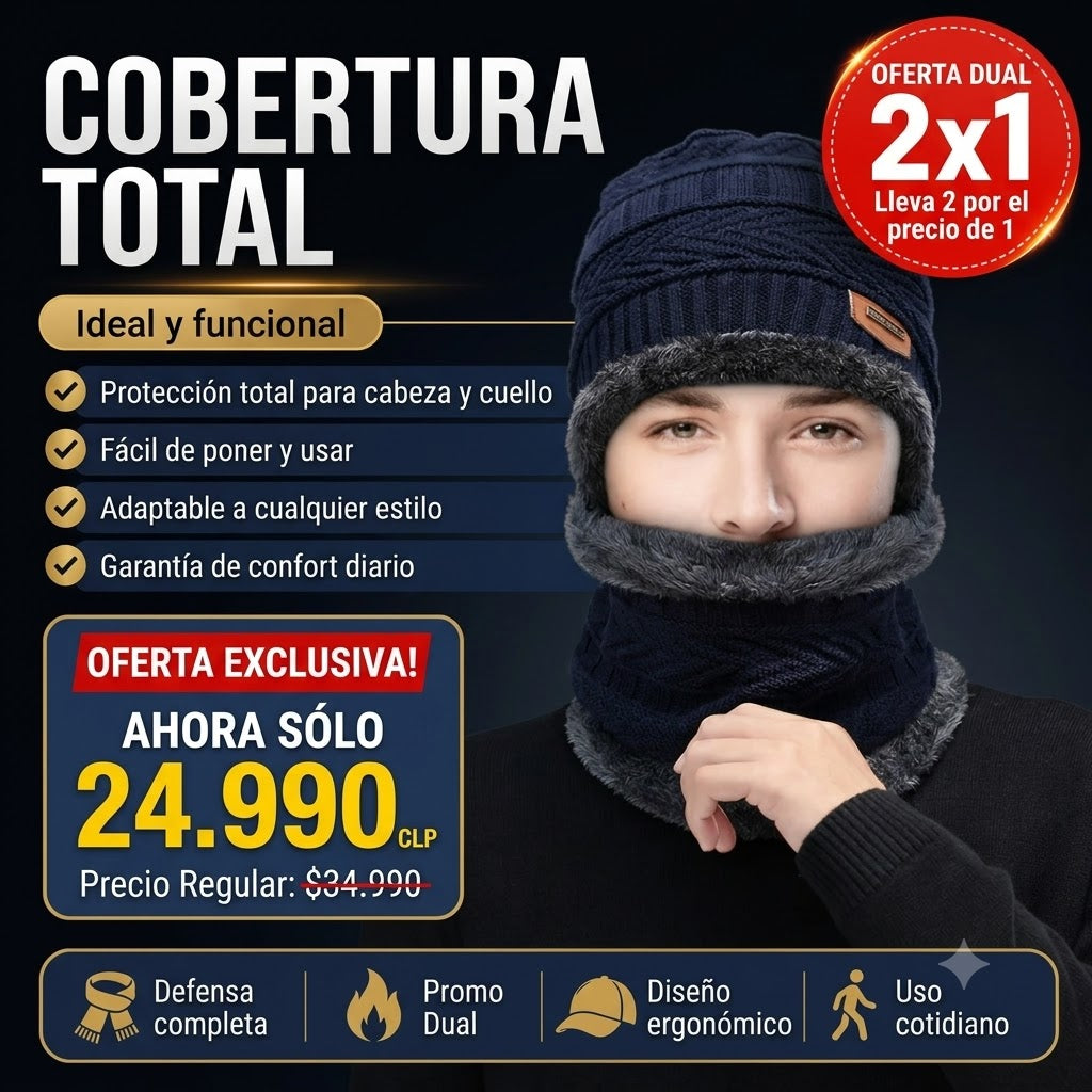 Gorro con Bufanda Práctico y Cálido + Envío Gratis